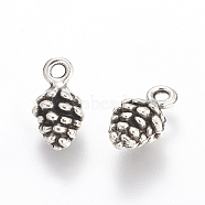Tibetan Style Alloy Pendants, Cadmium Free & Lead Free, Pine Cone, Antique Silver, 13mm long, 7mm wide, 5.5mm thick, hole: 2mm(ZA10-0909Y)
