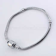 Brass European Style Bracelets for Jewelry Making, Stainless Steel Color, 180x3mm(KK-R031-05)