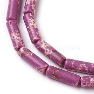 Synthetic Imperial Jasper Beads Strands, Dyed, Column, Medium Orchid, 13~15x4.5mm, Hole: 1mm, about 28~29pcs/strand, 14.96 inch(38cm)(G-L496-A02)