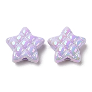 Opaque Acrylic Beads, AB Color Plated, Star, Lilac, 19.5x19.5x9mm, Hole: 3.5mm(MACR-D074-03C)