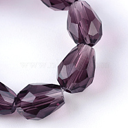 Transparent Glass Bead Strands, Faceted Teardrop, Purple, 8x6mm, Hole: 1mm, about 65pcs/strand, 17.99 inch(45.7cm)(GLAA-R024-6x8mm-09)