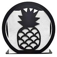Iron Napkin Holder, Round with Pineapple Pattern, Black, 12x4.3x10.3cm(DJEW-WH0033-56)