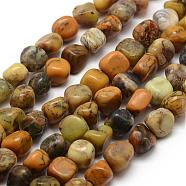 Natural Yellow Moss Agate Beads Strands, Nuggets, 7~9x7~9x3~8mm, Hole: 1mm, about 42~47pcs/strand, 15.7 inch(40cm)(G-F464-02)