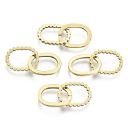 201 Stainless Steel Linking Rings, Quick Link Connectors, Laser Cut, Oval, Golden, 12x9x1mm, Inner Diameter: 6x9mm, about 2pcs/set(STAS-N091-131G)