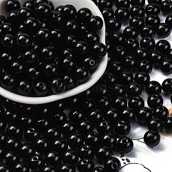 Opaque Colours Glass Seed Beads, Round, Black, 8x7.5mm, Hole: 1.6mm, about 681pcs/pound(SEED-Z004-P8MM-08)