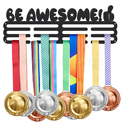 Fashion Iron Medal Hanger Holder Display Wall Rack, with Screws, Word Be Awesome, Thumbs Up Sign, 150x400mm(ODIS-WH0021-282)