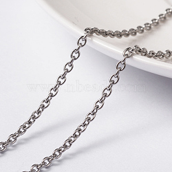 304 Stainless Steel Cable Chains, Welded, with Spool, Oval, Stainless Steel Color, 3x2x0.6mm, about 65.61 Feet(20m)/roll(CHS-L014-08P)