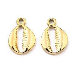 304 Stainless Steel Charms, Shell Shape Charm, Real 18K Gold Plated, 9x6.5x1.5mm, Hole: 1mm(STAS-R124-02G)