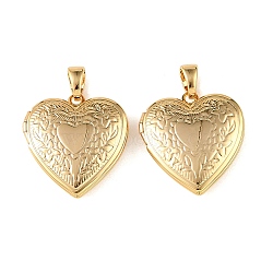 Floral Embossed Brass Locket Pendants, Openable Heart Photo Frame Charms for Necklaces, Nickel Free, Long-Lasting Plated, Real 18K Gold Plated, 25x23x6.5mm, Hole: 6x4mm, inner size: 13x16mm(KK-CBA7157-02G)