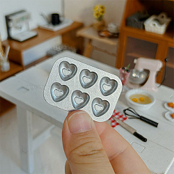 Alloy Mini Cake Baking Mold, for Dollhouse Kitchen Accessories, Heart, 22x15x3mm(PW-WG56772-03)