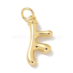 Brass Pendants, Branch Charms, with Jump Ring, Real 18K Gold Plated, 20.5x10x3.5mm, Hole: 4mm(KK-M300-26G)