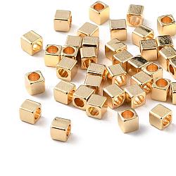 Brass Spacer Beads, Long-Lasting Plated, Cube, Light Gold, 3x3x3mm, Hole: 2mm(KK-WH0034-23G-01A)