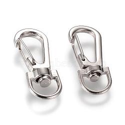 Alloy Swivel Lobster Claw Clasps, Swivel Snap Hook, Platinum, 36x13.5x7mm, Hole: 6x9mm(PALLOY-T010-06P)