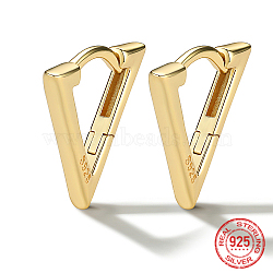 Triangle 925 Sterling Silver Hoop Earrings, with 925 Stamp, Real 18K Gold Plated, 13x15mm(JU6121-2)