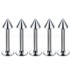 304 Stainless Steel Cone Internally Threaded Labrets for Women Men, Stainless Steel Color, Pin: 1.2x10mm, Head: 3mm(WG9B6EB-13)