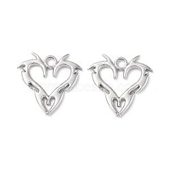 304 Stainless Steel Pendants, Heart Charm, Stainless Steel Color, 20x20x2mm, Hole: 2.3mm(STAS-C066-31P)