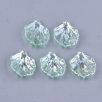Transparent Acrylic Pendants, AB Color, Leaf, Aquamarine, 19x17x4~5mm, Hole: 1.2mm