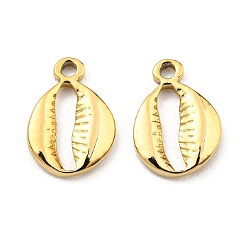 304 Stainless Steel Charms, Shell Shape Charm, Real 18K Gold Plated, 9x6.5x1.5mm, Hole: 1mm