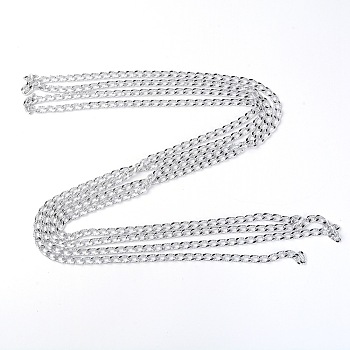 Aluminium Curb Chain, Unwelded, Textured, Platinum, Links: 12x7x3mm, 3m/bag