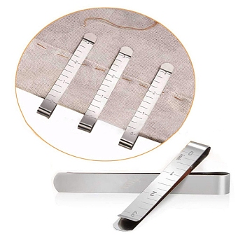 Stainless Steel Sewing Clip Cloth Ruler, Hemming Clips, Hem Maker Ruler, Stainless Steel Color, 107x12x6mm