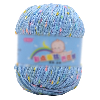 Polyester Yarn, Tweed Yarn, for Sweater Hat, for Knitting Crochet Supplies, Light Sky Blue, 2mm, about 87.49 Yards(80m)/Skein