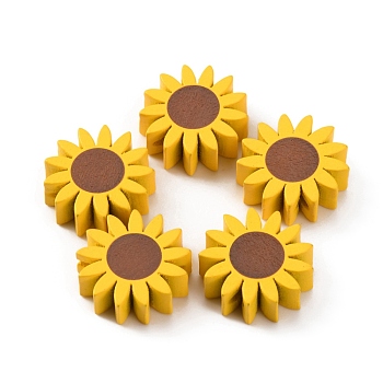 Dyed Wood Beads, Sunflower, Gold, 21.5x8mm, Hole: 2.5mm