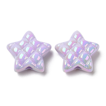 Opaque Acrylic Beads, AB Color Plated, Star, Lilac, 19.5x19.5x9mm, Hole: 3.5mm