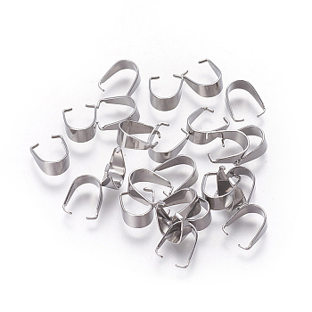 Tarnish Resistant 304 Stainless Steel Snap on Bails, Stainless Steel Color, 9x7.5x4mm