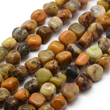 Natural Yellow Moss Agate Beads Strands, Nuggets, 7~9x7~9x3~8mm, Hole: 1mm, about 42~47pcs/strand, 15.7 inch(40cm)