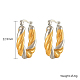 Two Tone 304 Stainless Steel Hoop Earrings for Women(ZB8618-2)-3