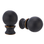 2Pcs Zinc Alloy Ball Lamp Finials for Lamps Top Knob, Lamp Shade Holder Screw Cap, Round, Black, 24x37.5mm, Hole: 5mm(FIND-DR0002-26)