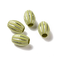 Opaque Acrylic Beads,  Silver Metal Enlaced, Oval, Dark Khaki, 15.8x11mm, Hole: 4.8mm, about 540pcs/500g(OACR-E015-27)