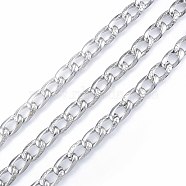 Alloy Curb Chains, with Spool, Cadmium Free & Nickel Free & Lead Free, Unwelded, Platinum, 15.5x9x2mm, about 32.81 Feet(10m)/Roll(LCHA-N01-07)