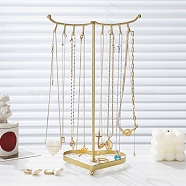 Detachable Iron Necklaces Display Rack, with Jewelry Heart Tray, For Hanging Necklaces Earrings Bracelets, Golden, 17.1x12.2x28cm(ODIS-Q042-02G)