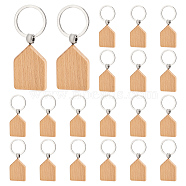 Wooden Keychain, with Iron Ring, Pentagon, BurlyWood, 8cm(AJEW-WH0471-144)