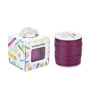Waxed Cotton Cords, Purple, 1mm, about 100yards/roll(91.44m/roll), 300 feet/roll(YC-JP0001-1.0mm-143)