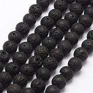 Natural Lava Rock Bead Strands, Round, 8~9mm, Hole: 2.5mm, about 46~49pcs/strand, 15(G-A163-03-8mm)