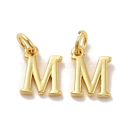 Brass Pendants, with Jump Ring, Letter M, 10x8x1.5mm, Ring: 5x1mm, inner diameter: 3mm(KK-M273-03G-M)