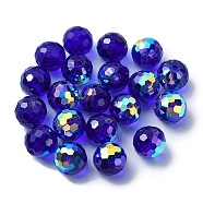 AB Color Plated Glass Beads, Faceted Round, Mauve, 10x9mm, Hole: 1.5mm(EGLA-P059-02B-AB27)