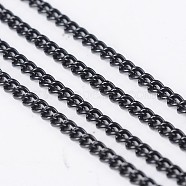 Iron Twisted Chains, Curb Chains, Unwelded, with Spool, Electrophoresis Black, 3x2x0.6mm, about 328.08 Feet(100m)/roll(CH-S111-B)