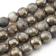 Natural Pyrite Beads Strands, Round, 6mm, Hole: 0.6mm, about 66pcs/strand, 15.75 inch(40cm)(X-G-G839-01-6mm)