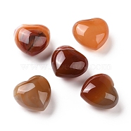 Natural Red Agate Heart Love Stone, Pocket Palm Stone for Reiki Balancing, 24x25.5x15.5mm(G-P486-02B)