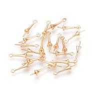 Brass Peg Bails Pendants, for Half-driled Beads, Nickel Free, Real 18K Gold Plated, 16x4mm, Hole: 1mm, Pin: 1mm(KK-Q675-89)