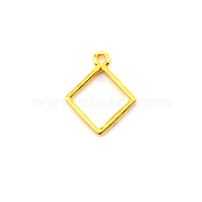 Alloy Open Back Bezel Pendants, for DIY UV Resin, Epoxy Resin, Pressed Flower Jewelry, Cadmium Free & Lead Free, Rhombus, Golden, 19x16x2mm, Hole: 1.6mm(FIND-WH0094-97G)