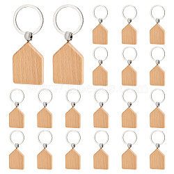 Wooden Keychain, with Iron Ring, Pentagon, BurlyWood, 8cm(AJEW-WH0471-144)