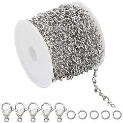 DIY Chain Necklace Barcelet Making Kit, Including 304 Stainless Steel Twist Link Chains & Jump Rings & Lobster Claw Clasps, Stainless Steel Color, Chain: 7x4x2mm, 5m/bag(DIY-SC0022-12)