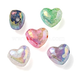 Transparent Crackle Acrylic Beads, Gradient Color, Heart, Mixed Color, 19x22x14mm, Hole: 3.5mm(OACR-P010-14)