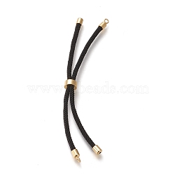 Nylon Twisted Cord Bracelet Making, Slider Bracelet Making, with Eco-Friendly Brass Findings, Round, Golden, Black, 8.66~9.06 inch(22~23cm), Hole: 2.8mm, Single Chain Length: about 4.33~4.53 inch(11~11.5cm)(MAK-M025-105)