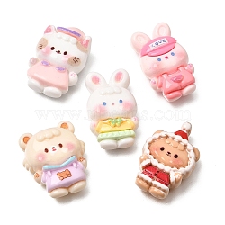 Cartoon Animal Theme Opaque Resin Cabochons, Mixed Shapes, Mixed Color, 23~26x16~20.5x8~9mm(RE-CBADCDD-02)