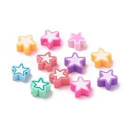 Handmade Polymer Clay Beads, Star, Mixed Color, 8.5~10.5x8.5~10.5x4.5mm, Hole: 1.6mm(CLAY-I010-14)